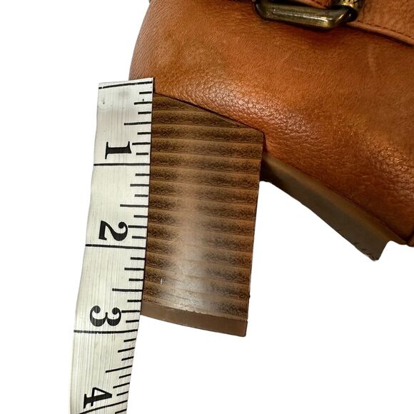 Naturalizer Harley Brown Pebbled Leather Ankle Buckle Booties Side Zip Size 7.5 - Picture 5 of 7